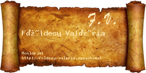 Földesy Valéria névjegykártya